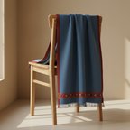 Steel Blue Kullu Wool Stolee – Handwoven Himalayan Textile