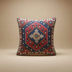 Decorative pillow with intricate pattern on a beige background