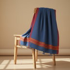 Deep Blue Kullu Wool Stole – Handwoven Himalayan Textile