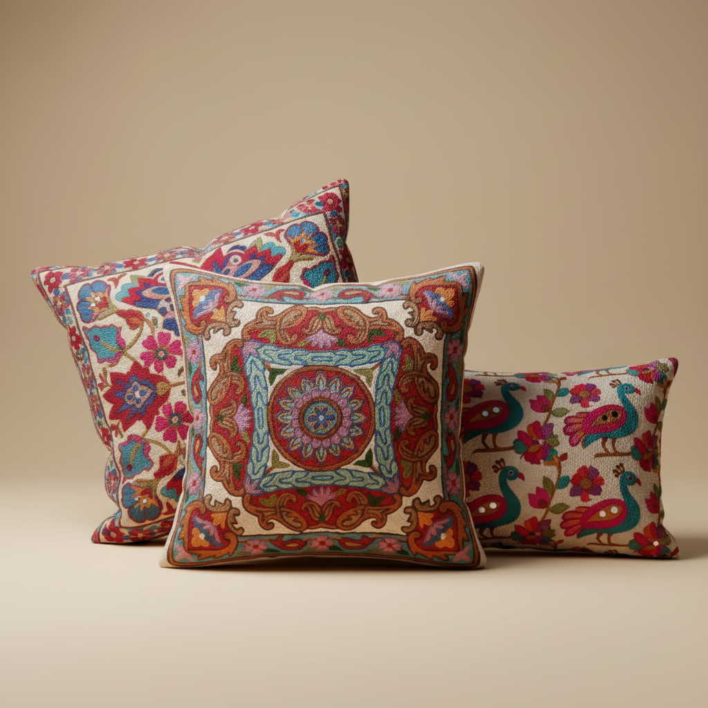 Kashmir Atelier – Heritage Medallion Cushion (40x40 cm)