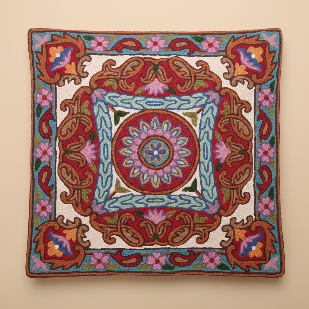 Kashmir Atelier – Heritage Medallion Cushion (40x40 cm)