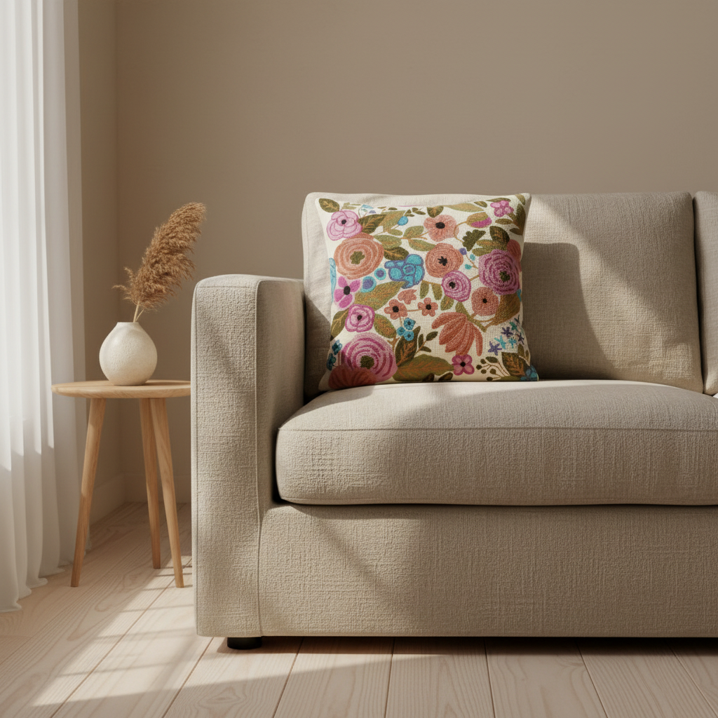 Kashmir Atelier – Yasmin Garden Cushion (45 × 45 cm)