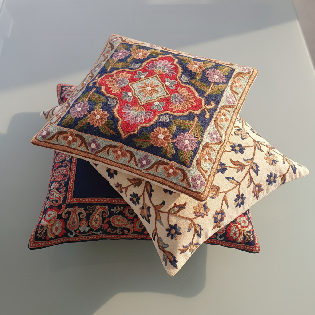 Kashmir Atelier – Floral Medallion Cushion (40x40 cm)