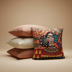 Kashmir Atelier – Folk Muse Portrait Cushion (45 × 45 cm)