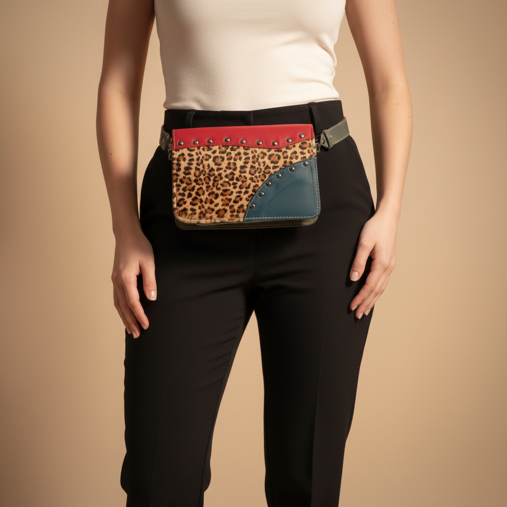 Handcrafted Leather Money Belt with Hair-On Hide and Stud Details – Wild Edition 10