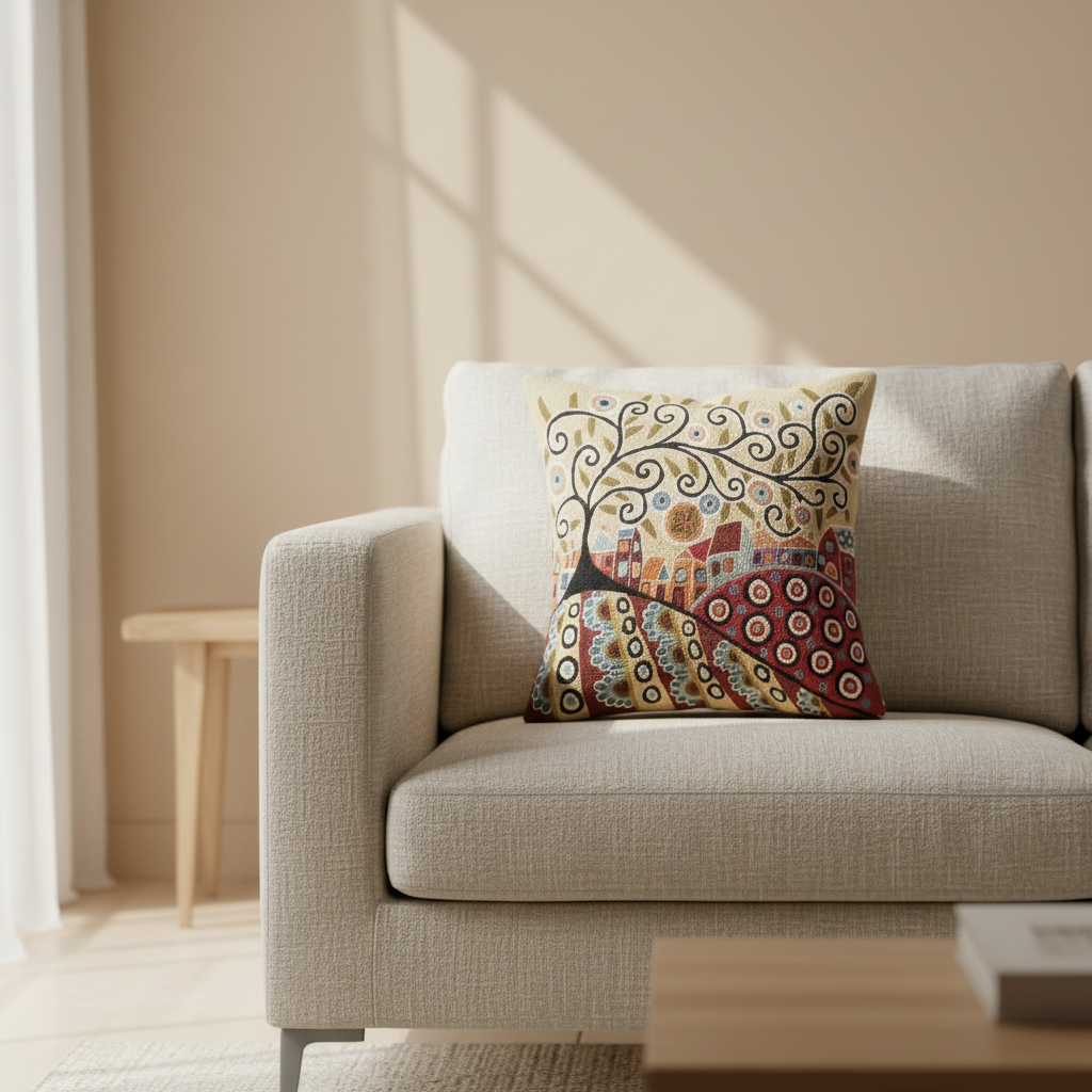 Kashmir Atelier – Safar Tree Story Cushion (45 × 45 cm)