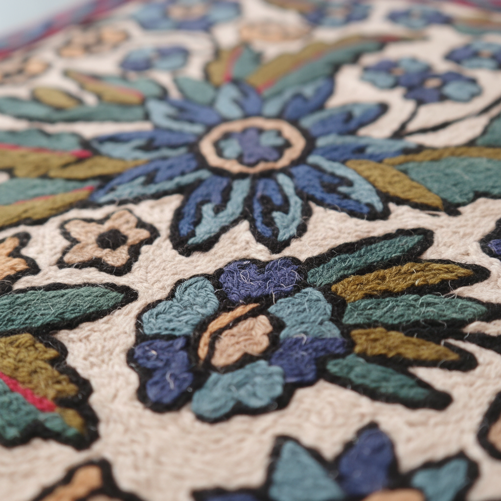 Kashmir Atelier – Garden Cross Cushion (40x40 cm)