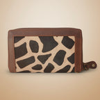 Wallet with giraffe pattern on a white background