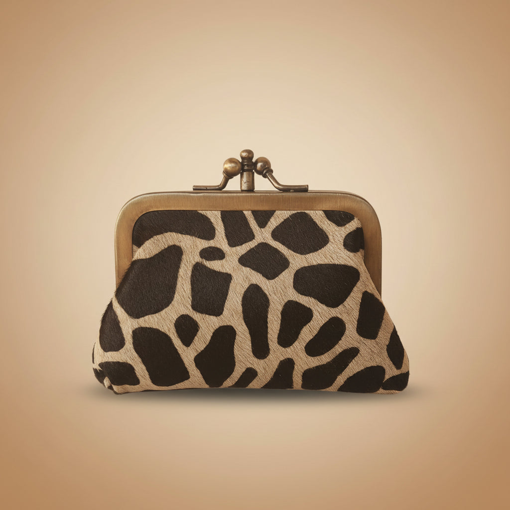 Small pouch with black and white pattern on a light gray background