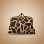 Small pouch with black and white pattern on a light gray background